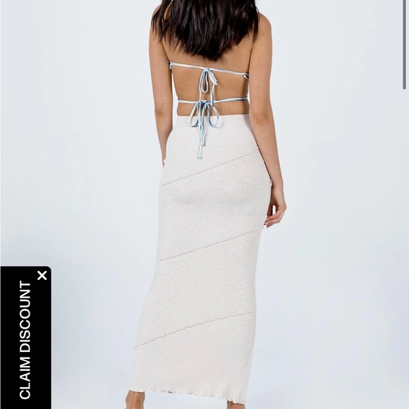 Princess Polly Oscar Maxi Skirt Beige High Waisted Pencil Fit Rib Knit Size 6 - Picture 5 of 13